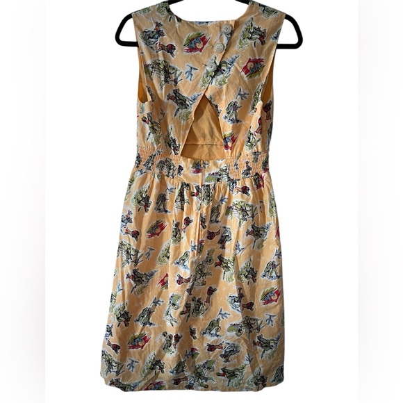 ModCloth Medium Western Cowgirl Novelty Print Vintage-Inspired Fit & Flare Dress - Picture 2 of 3